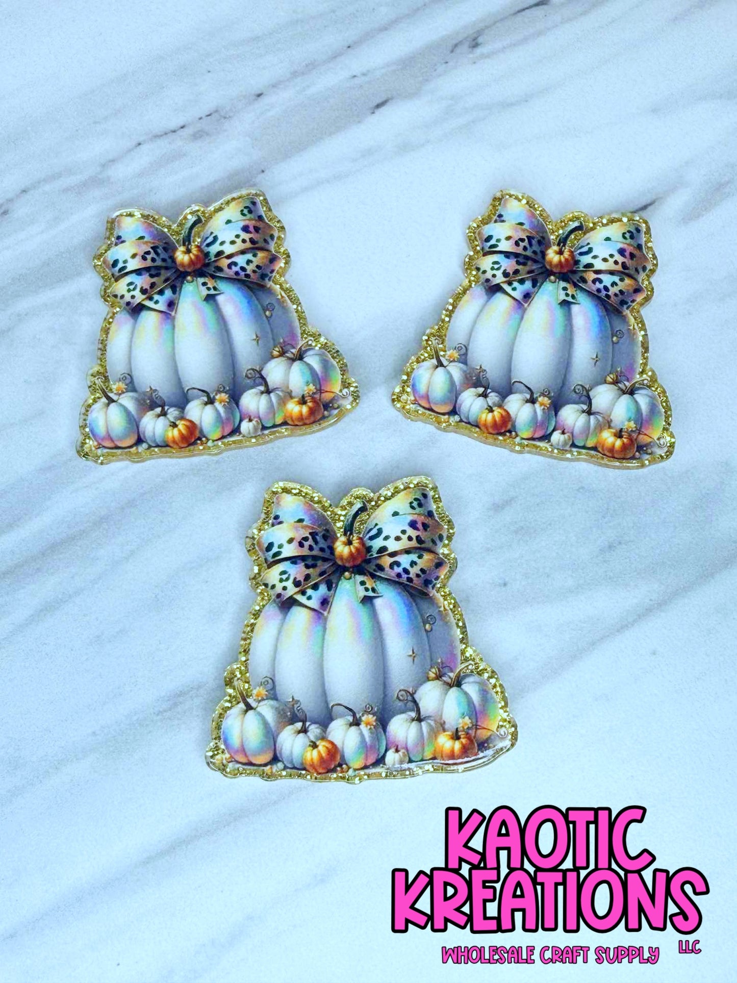 FLATBACK ACRYLIC WHITE PUMPKINS F9 (1ct)