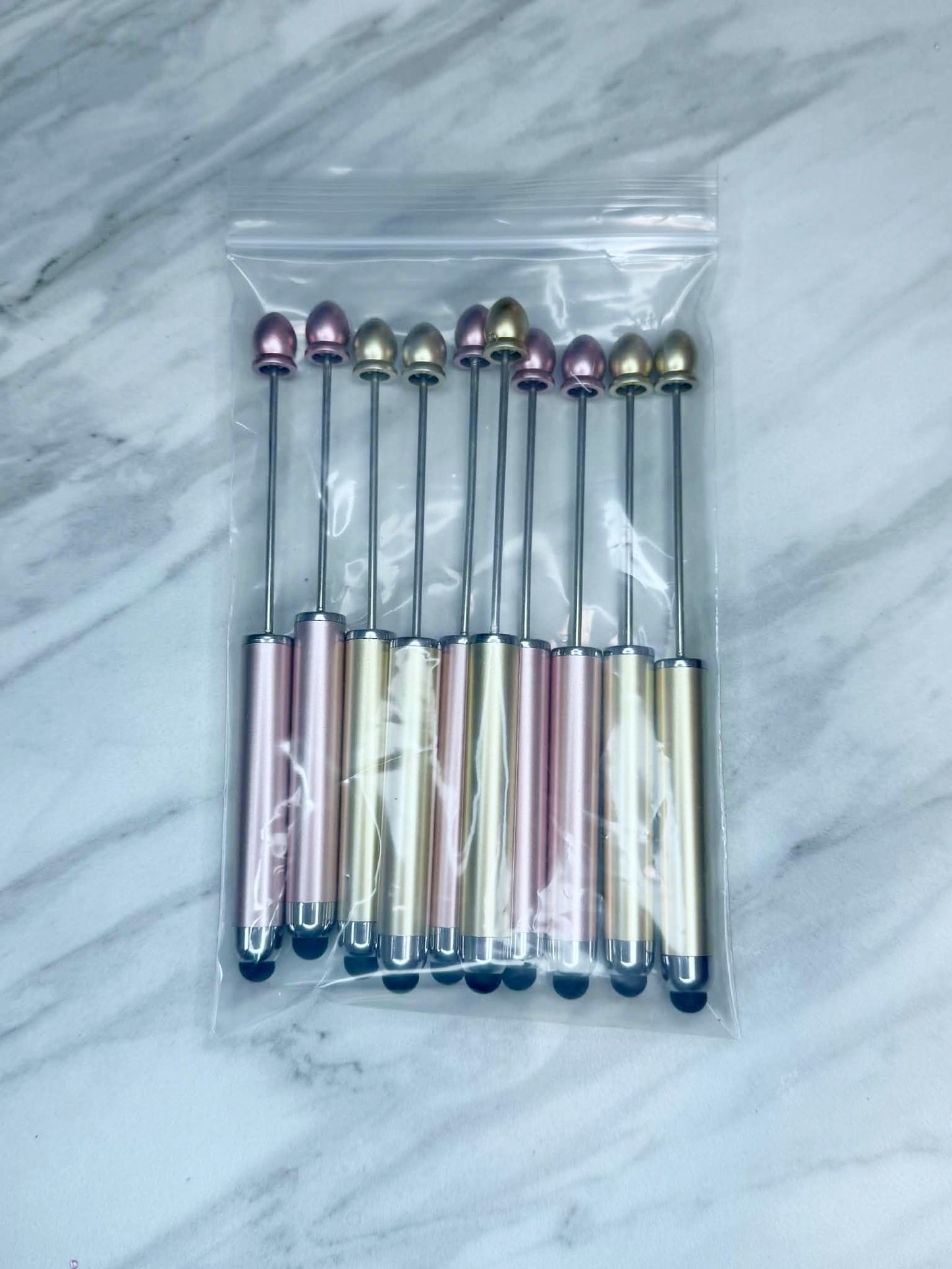 (SHOP DESTASH) 2-N-1 BEADABLE STYLUS PENS GOLD/PINK (10ct)