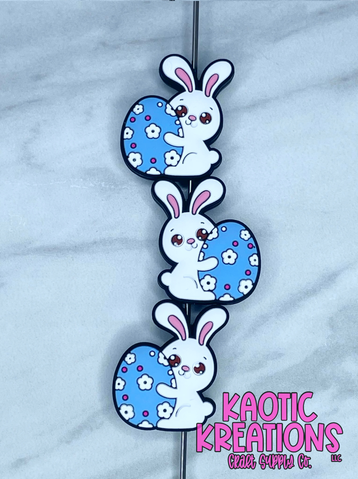 (DISCONTINUED) BLUE EGG EASTER BUNNY SILICONE FOCAL (1ct)