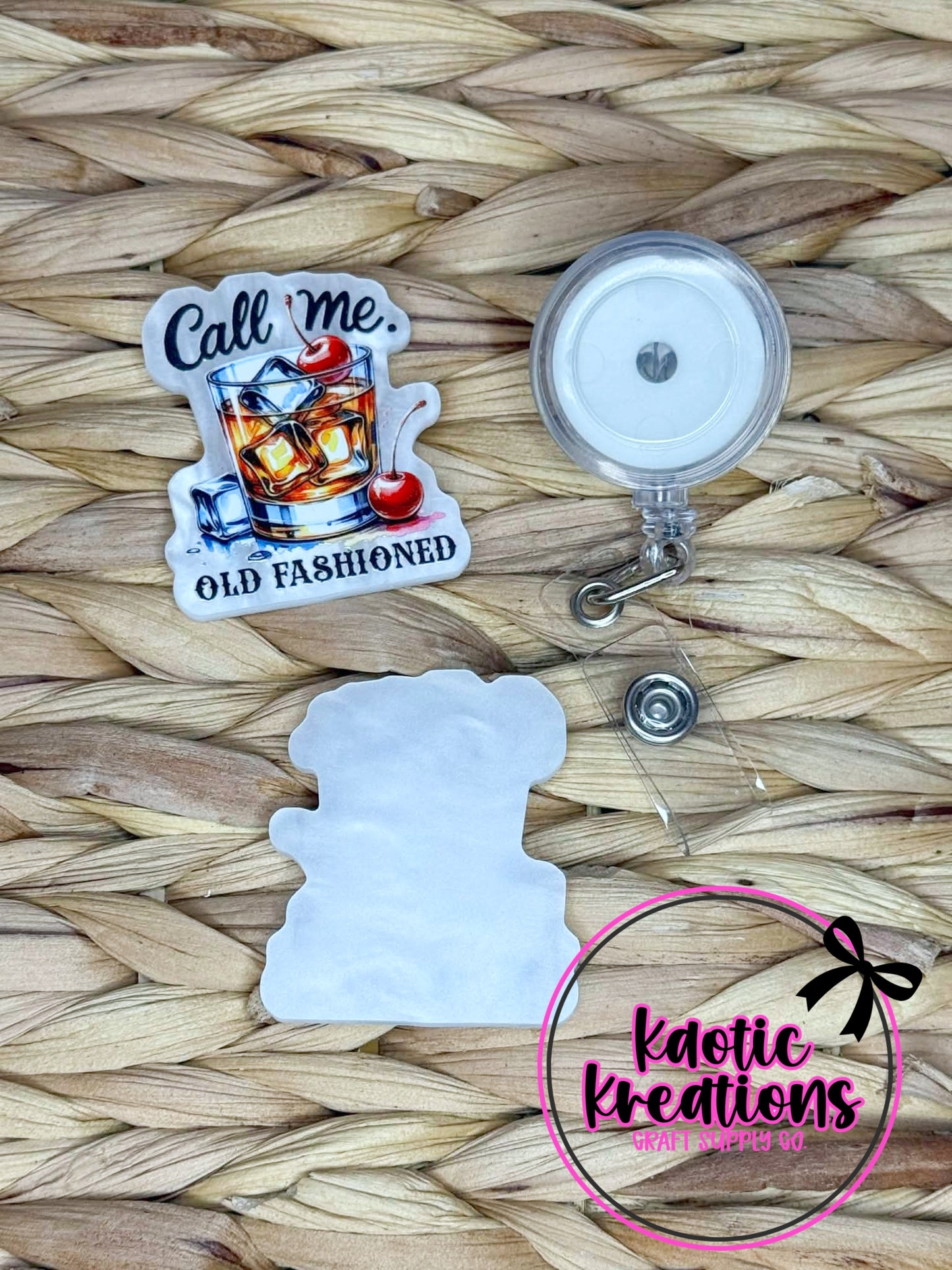 *CUSTOM* FLATBACK ACRYLIC 42mm X 36mm CALL ME OLD FASHIONED F67 (1ct)