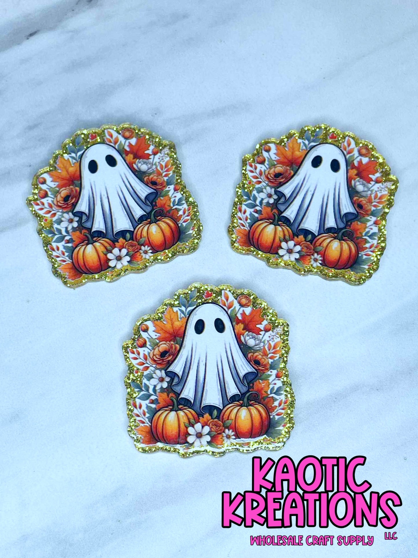 FLATBACK ACRYLIC FLORAL GHOST F578 (1ct)
