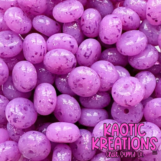14MM CONFETTI GLITTER JELLY ABACUS BEAD CG29 PURPLE (1ct)