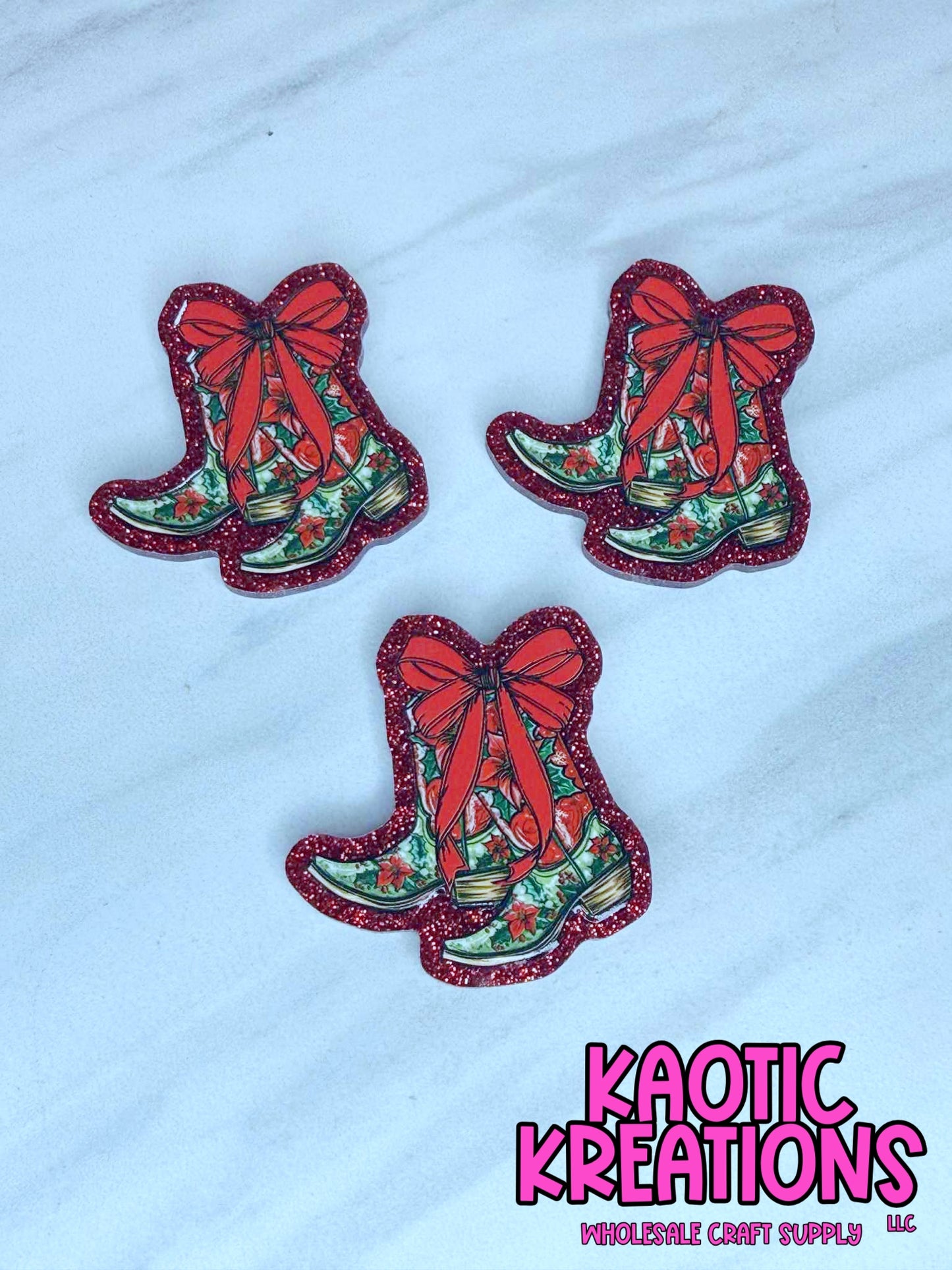 FLATBACK ACRYLIC CHRISTMAS BOOTS F172 (1ct)