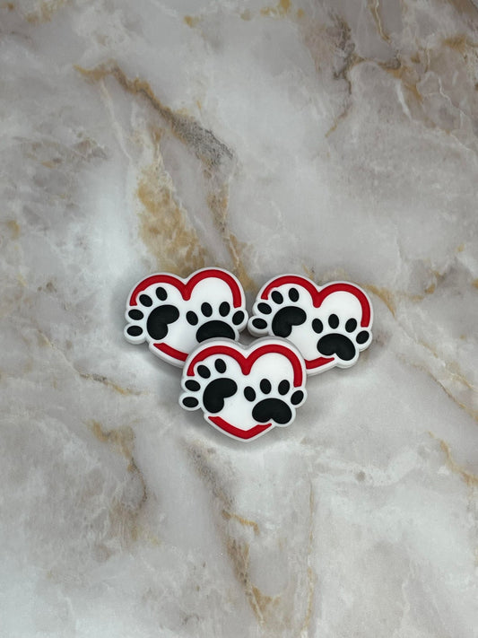 PAW PRINTS ON MY HEART SILICONE FOCAL
