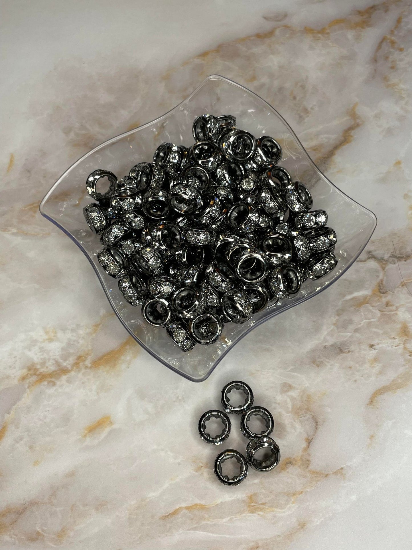 12MM LARGE HOLE PREMIUM RHINESTONE SPACER CHARCOAL (1ct)