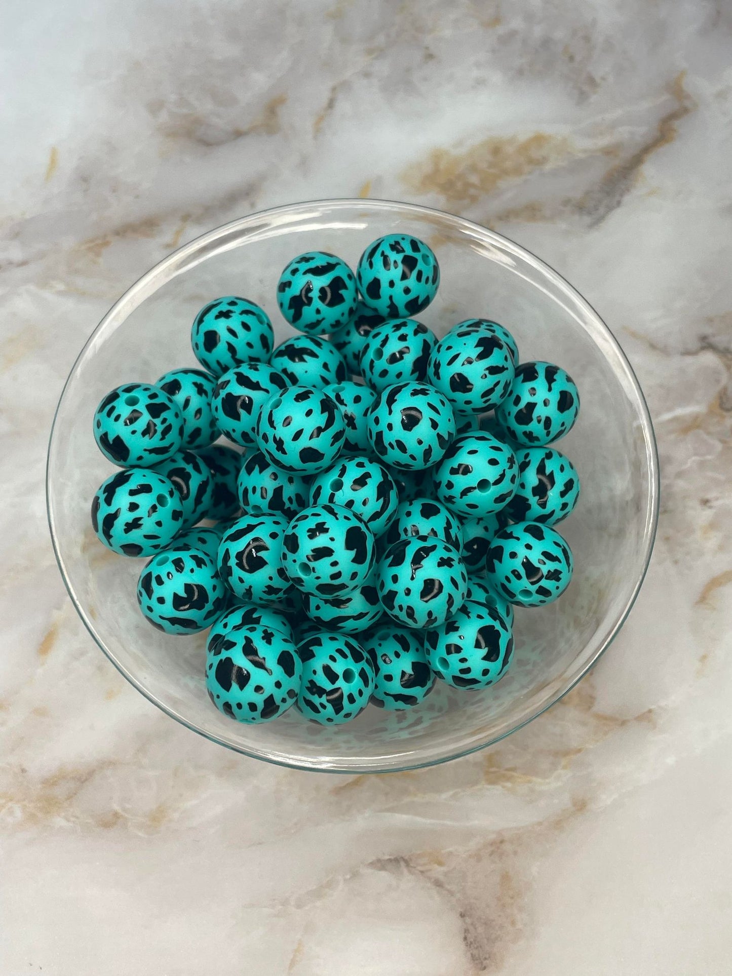 P426 TURQUOISE COW SPLATTER 15MM PRINT (1ct)