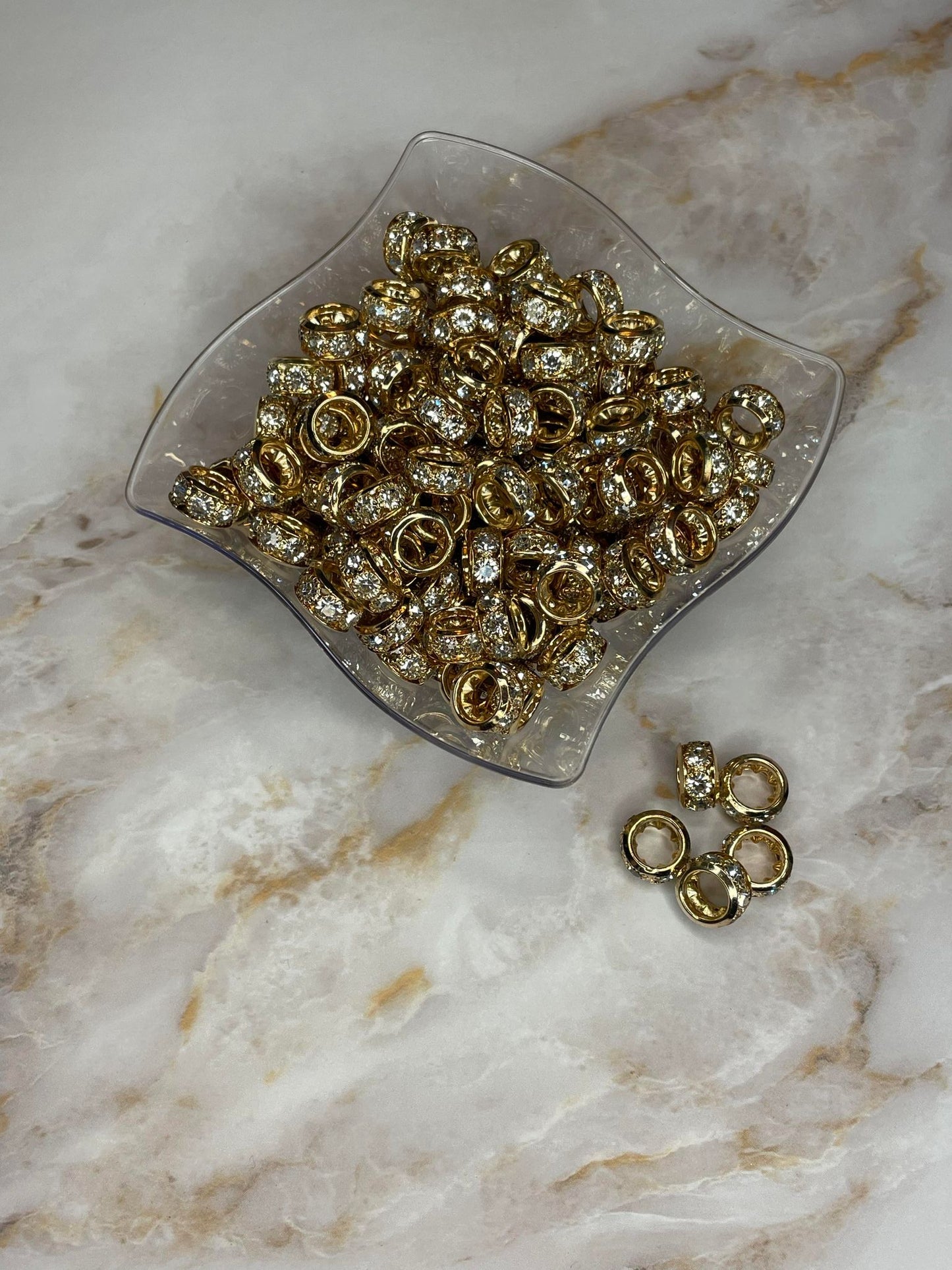 12MM LARGE HOLE PREMIUM RHINESTONE SPACER BRONZE (1ct)