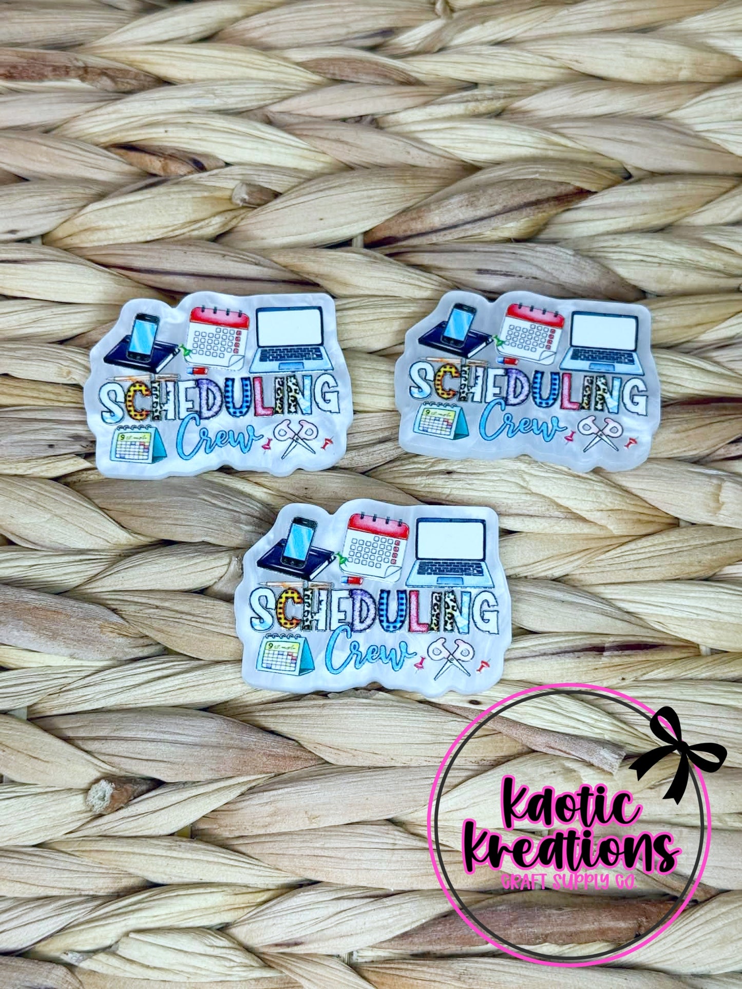 *CUSTOM* FLATBACK ACRYLIC 42mm X 30mm SCHEDULING CREW F693 (1ct)