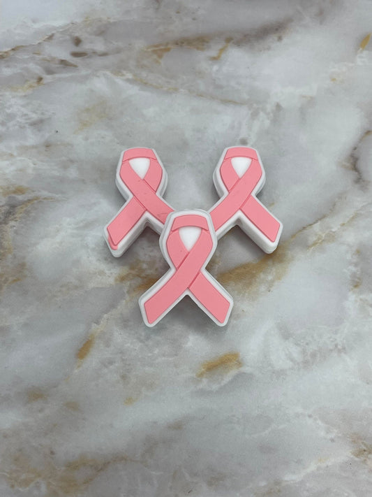 PINK CANCER RIBBON SILICONE FOCAL