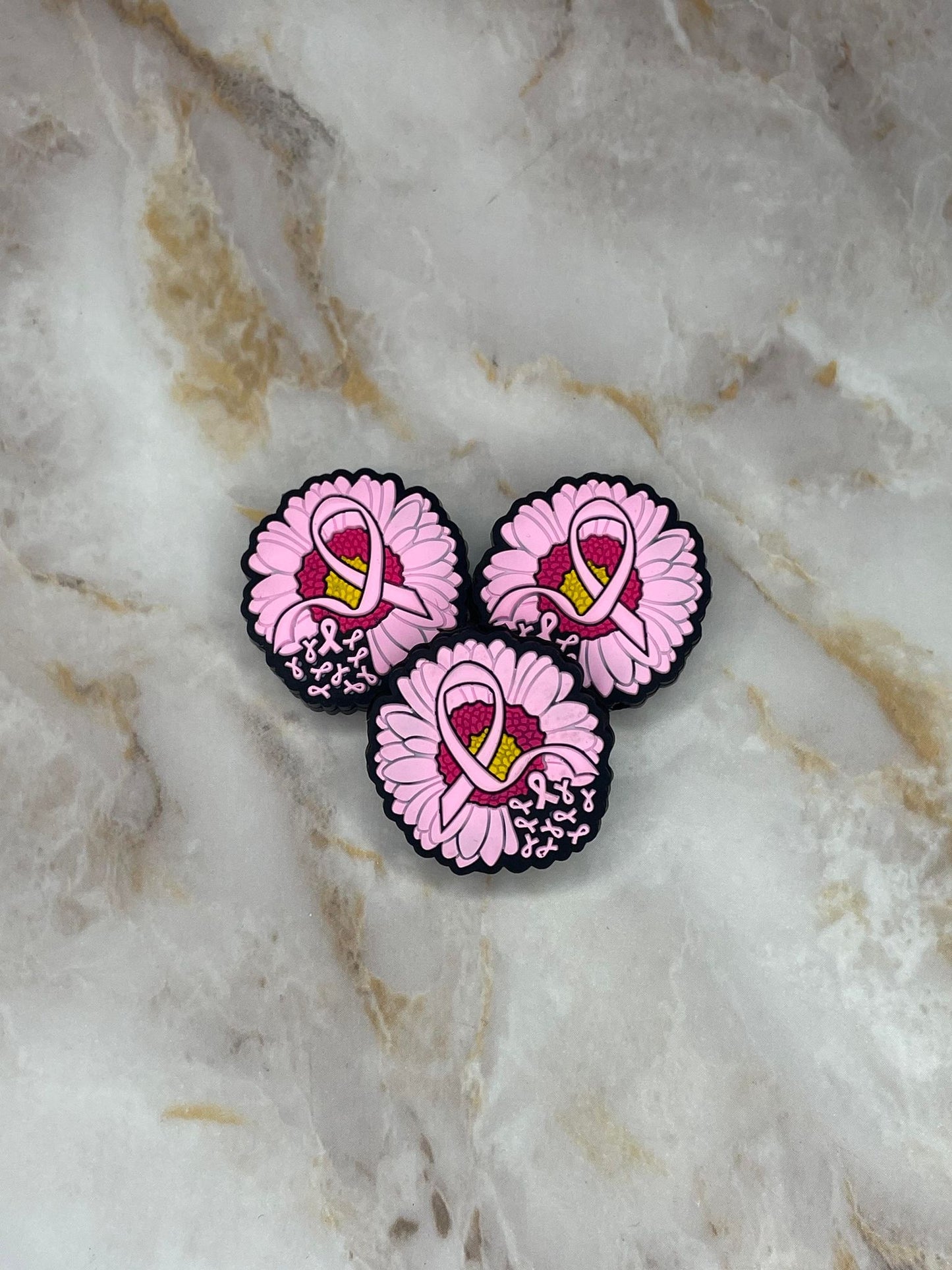 PINK RIBBON SUNFLOWER SILICONE FOCAL D72 (1ct)