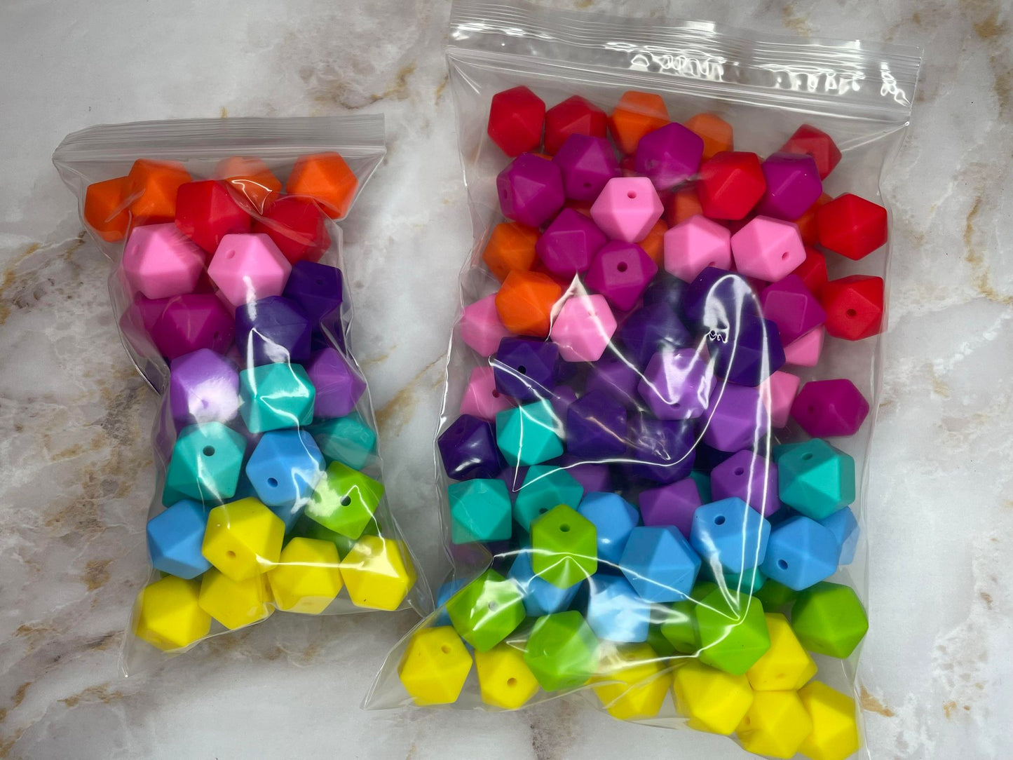 RAINBOW BEAD MIX 14MM HEXAGON