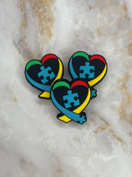 AUTISM HEART PUZZLE SILICONE FOCAL