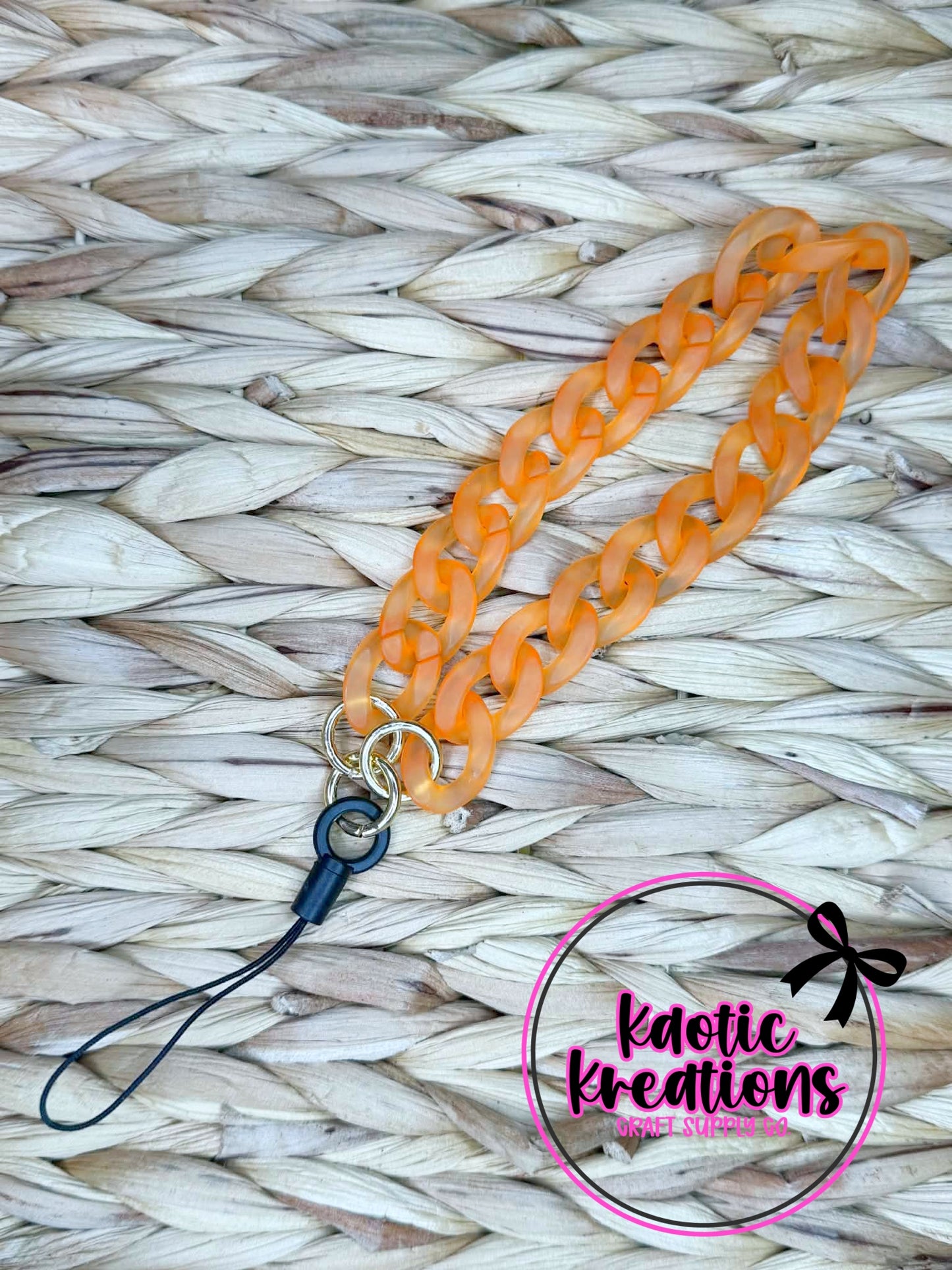 ACRYLIC CHAIN PHONE STRAP WRISTLET - ORANGE (1ct)