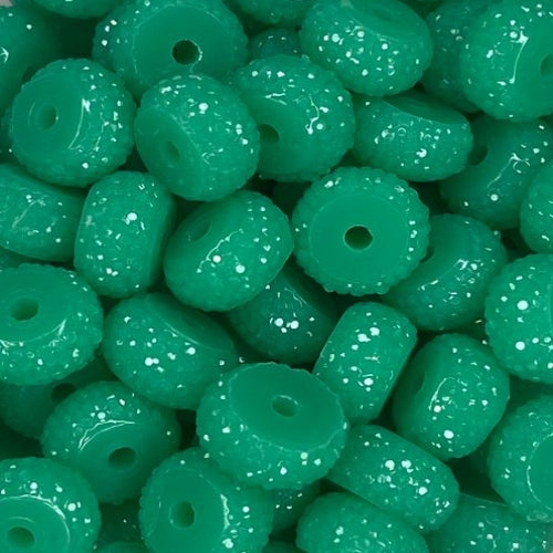 12MM RESIN RHINESTONE SPACER EMERALD #33 (1ct)