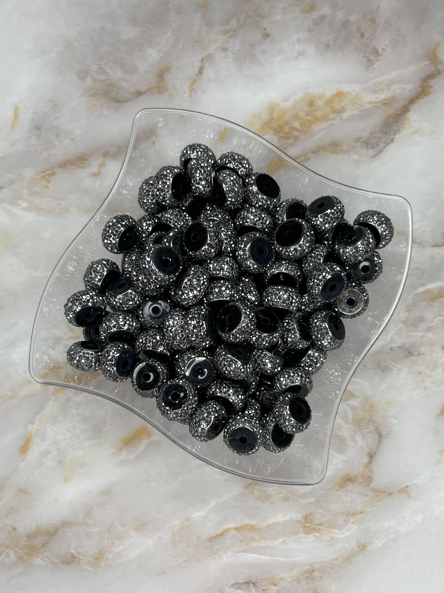 12MM RESIN RHINESTONE SPACER DEEP CHARCOAL #34 (1ct)