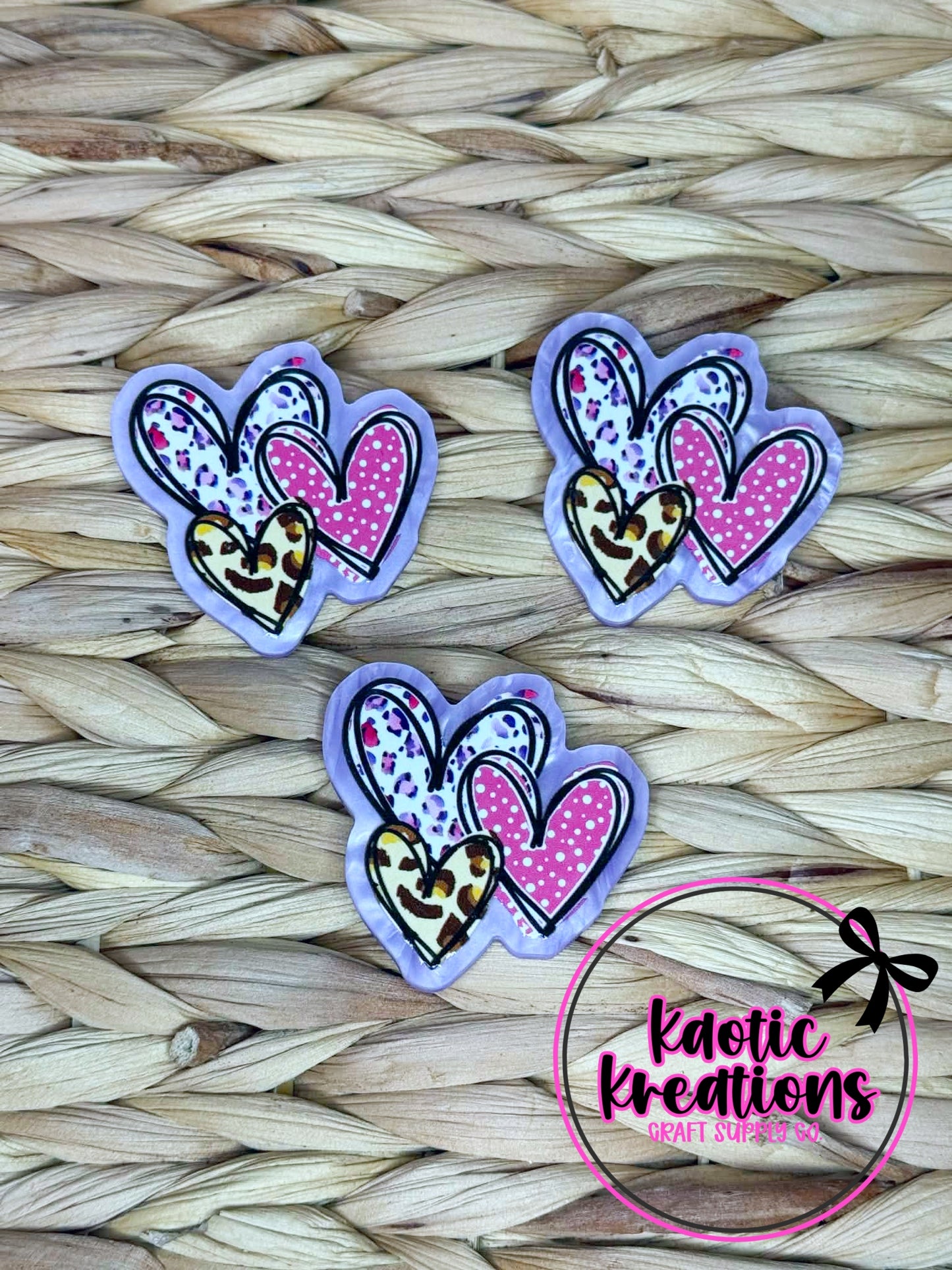 *CUSTOM* FLATBACK ACRYLIC MULTI HEARTS F38 (1ct)