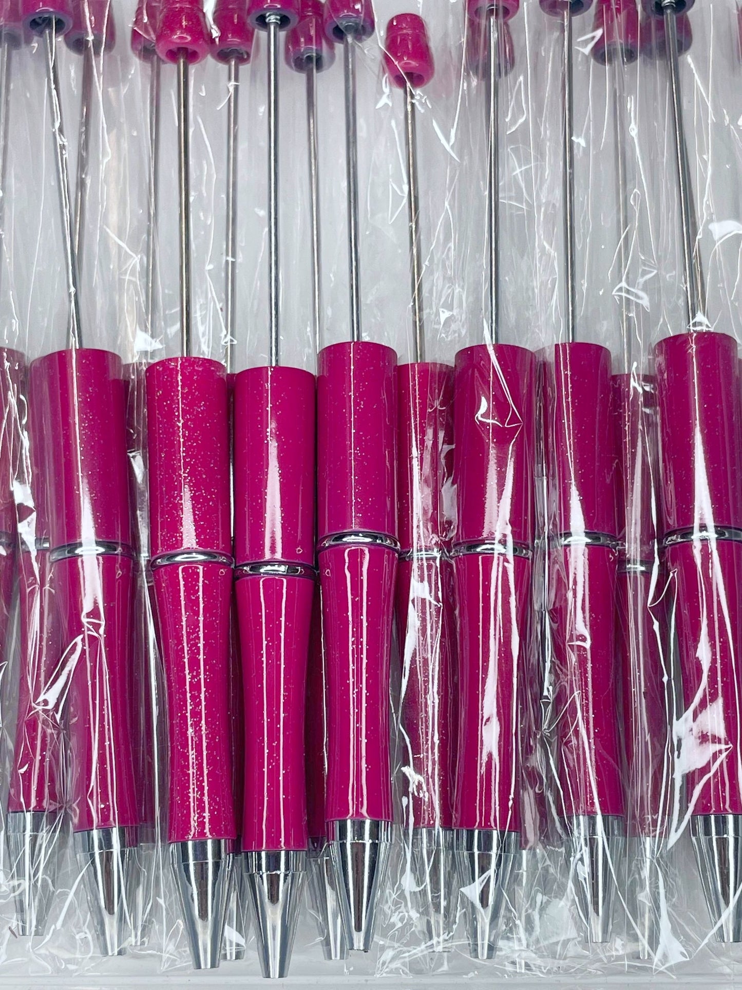 BEADABLE PLASTIC PEN GLITTER DARK PINK B19 (1ct)