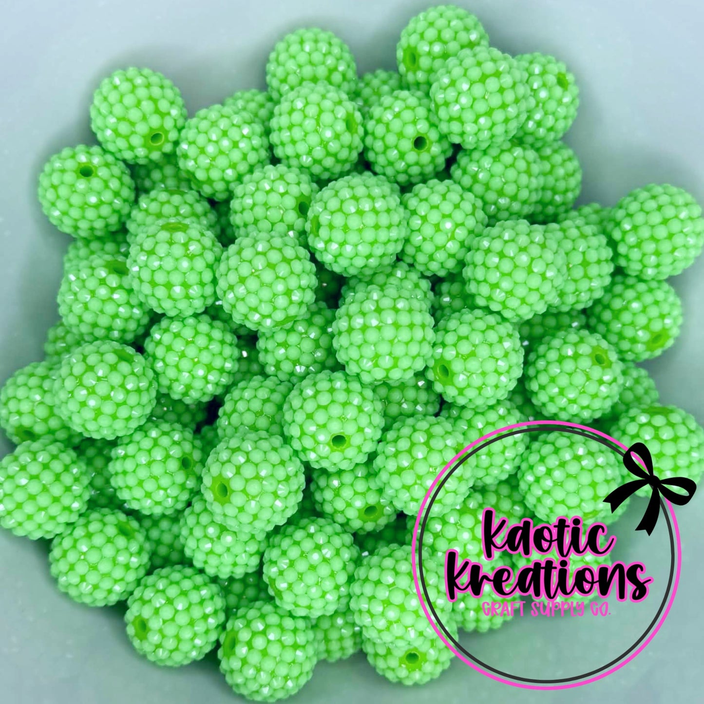 20MM JELLY RHINESTONE ACRYLIC LIME GREEN J3 (1ct)