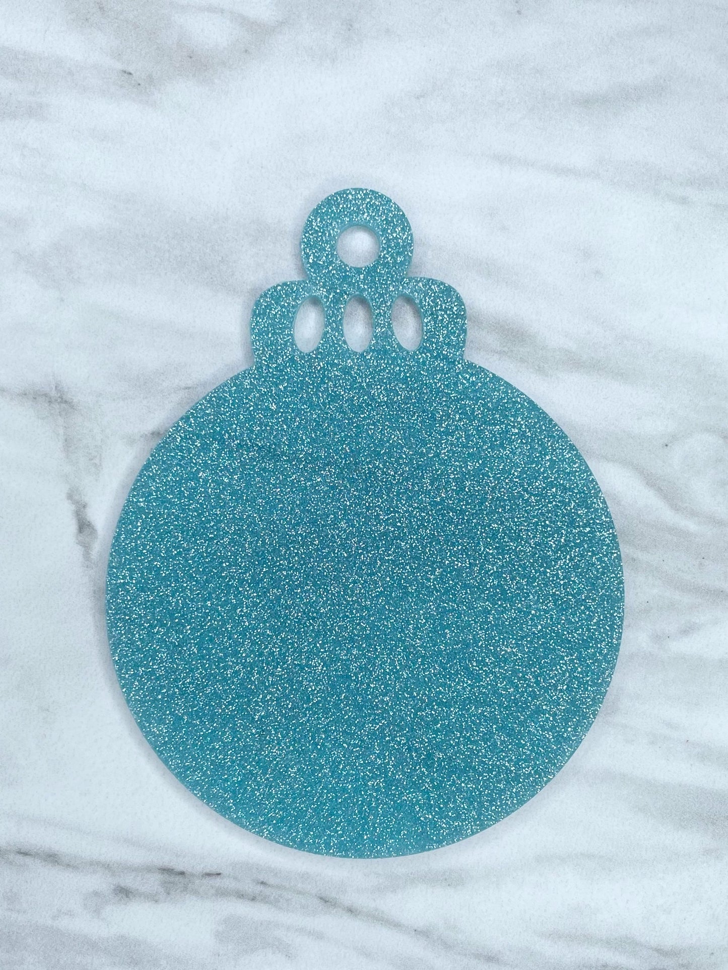 ACRYLIC ROUND ORNAMENT BLANK - LIGHT BLUE GLITTER R6 (1ct)
