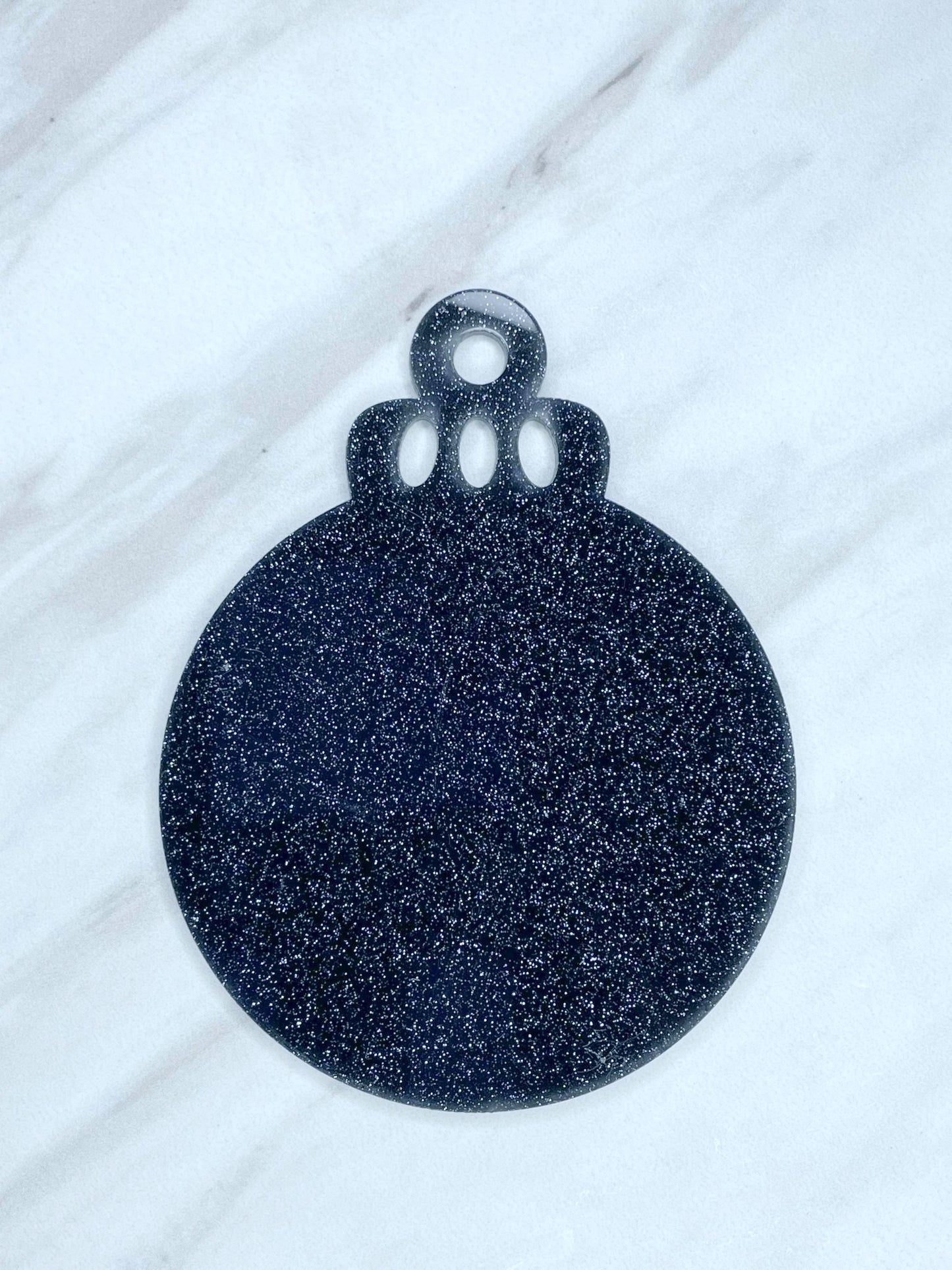 ACRYLIC ROUND ORNAMENT BLANK - BLACK GLITTER R11 (1ct)