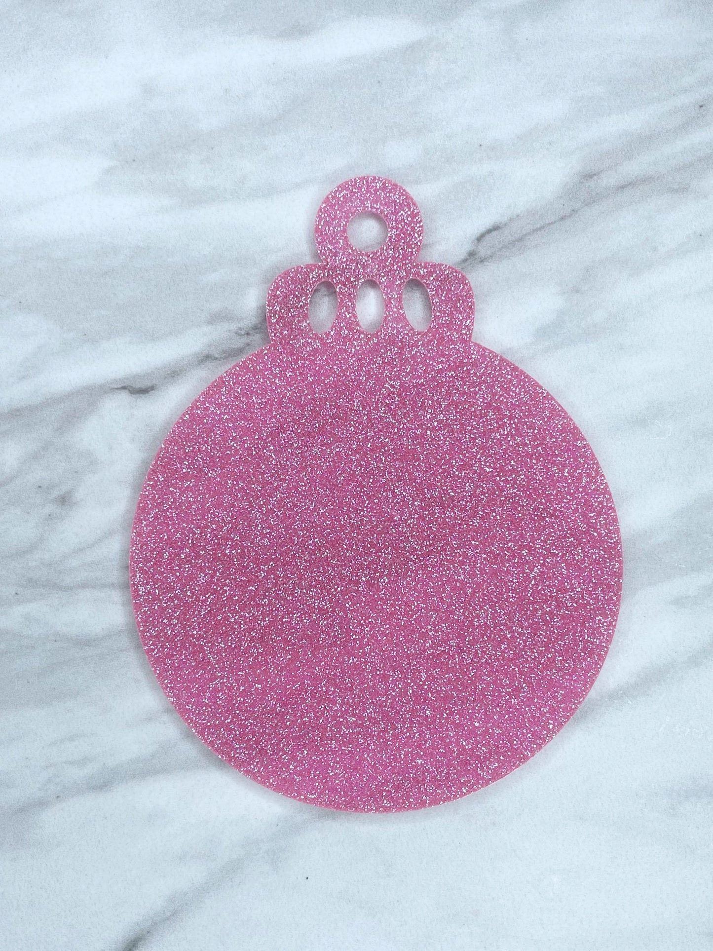 ACRYLIC ROUND ORNAMENT BLANK - PINK GLITTER R2 (1ct)