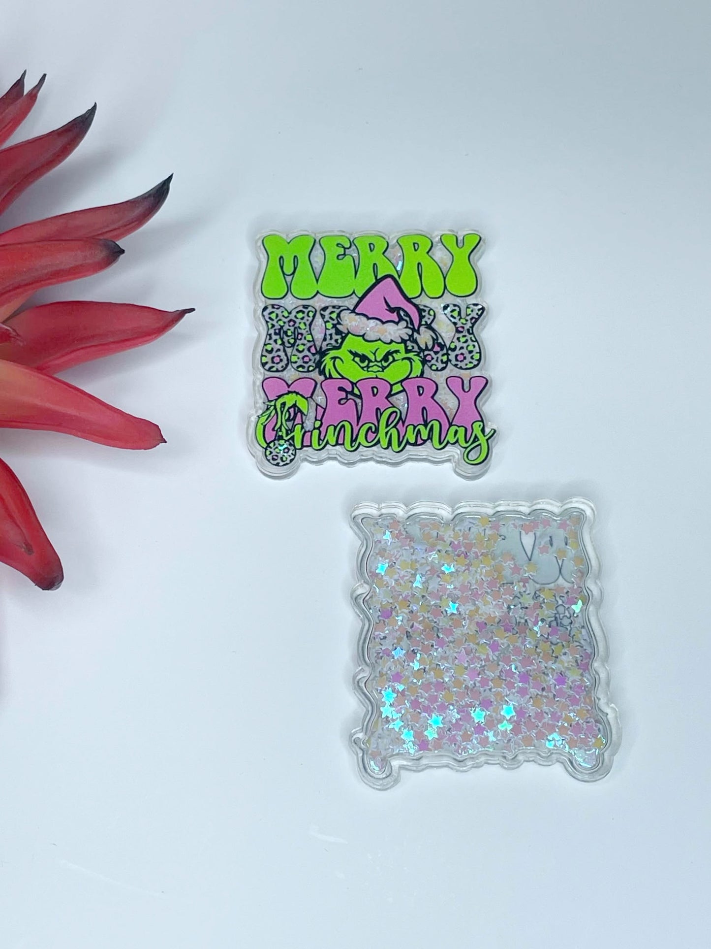 FLATBACK ACRYLIC (SHAKER) MERRY GRINCHMAS F293 (1ct)