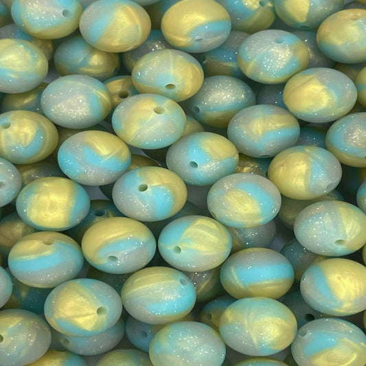 S4 AQUA GOLD SWIRL 15MM GLITTER