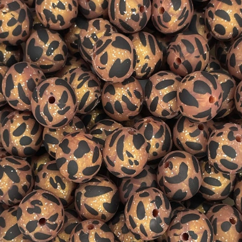 P569 BROWN GLITTER COW 15MM PRINT (1ct)