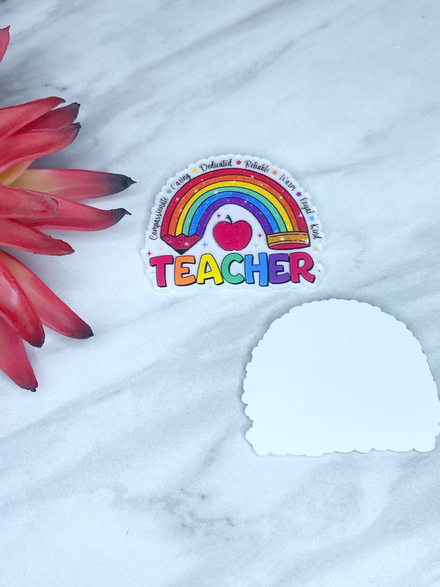 FLATBACK ACRYLIC TEACHER RAINBOW F362 (1ct)