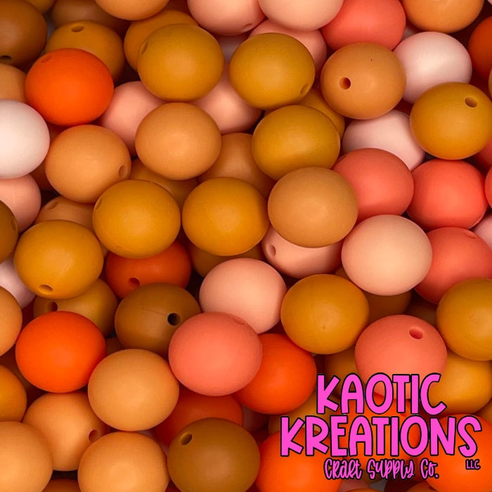 SHADES OF ORANGE SILICONE BEAD MIX (40ct)