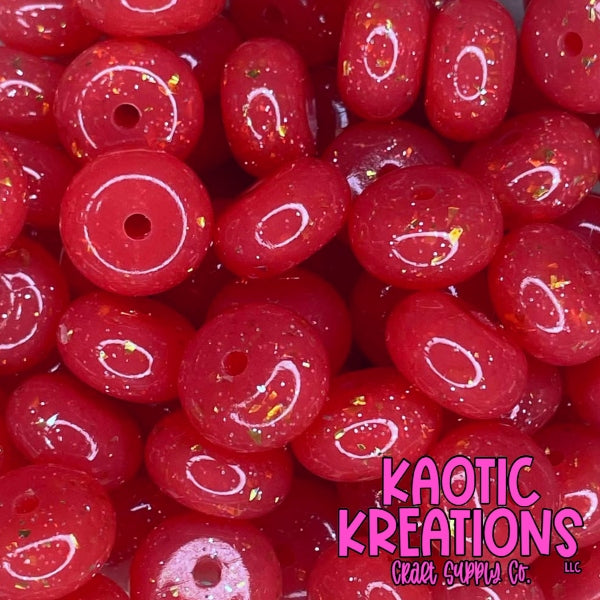 14MM CONFETTI GLITTER JELLY ABACUS BEAD CG11 (1ct)