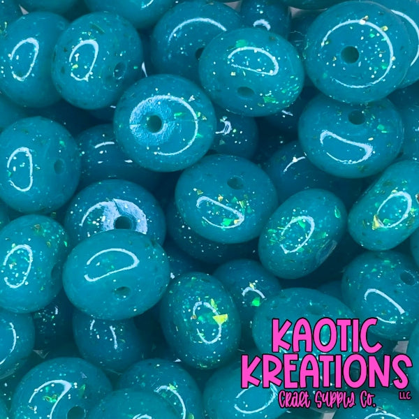 14MM CONFETTI GLITTER JELLY ABACUS BEAD CG12 (1ct)