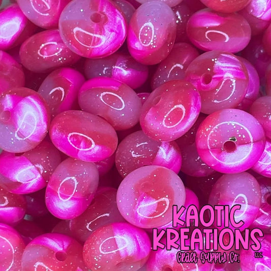 14MM GLITTER JELLY ABACUS BEAD BE MINE SWIRL (1ct)