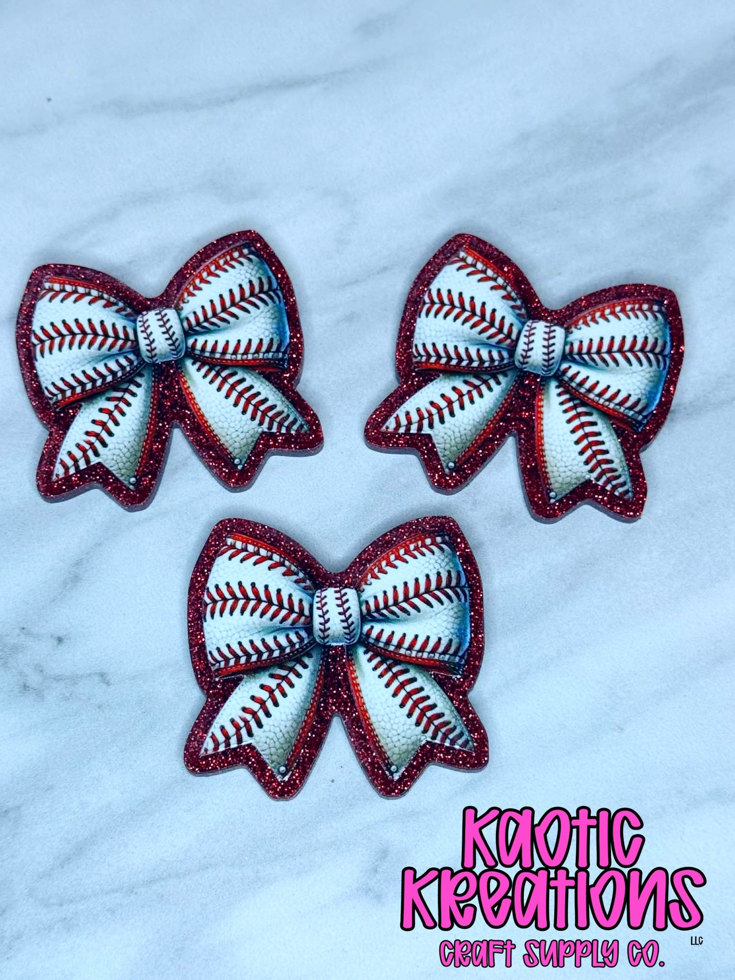 FLATBACK ACRYLIC BASEBALL BOW F680 (1ct)