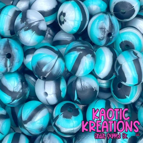 15MM TEAL/BLACK/SILVER SWIRL (1ct)