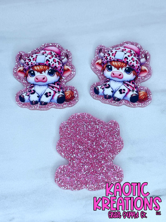 FLATBACK ACRYLIC CUTE COW F168 (1ct)