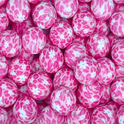 P672 PINK LEOPARD DAISY 15MM PRINT (1ct)