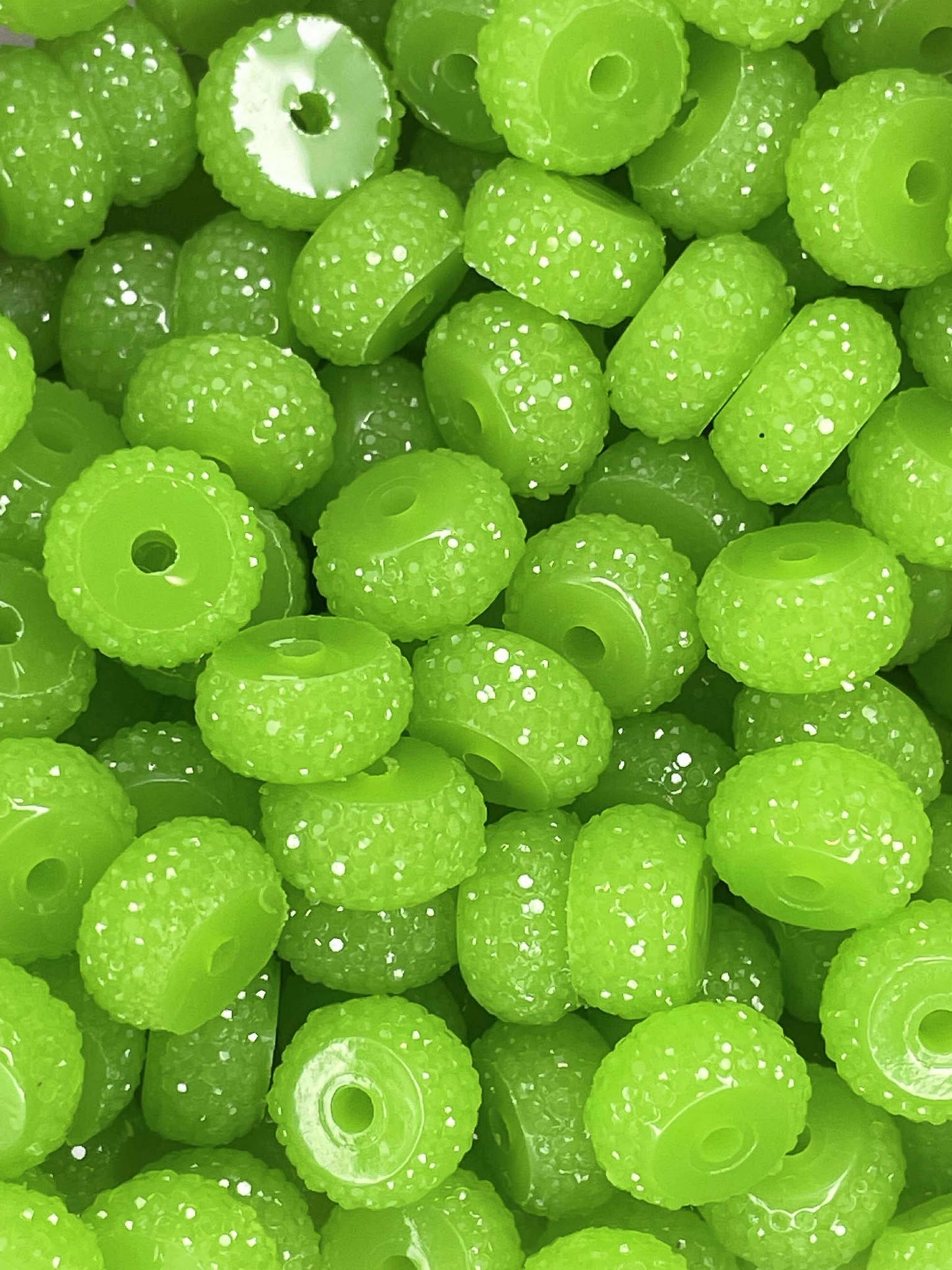 12MM RESIN RHINESTONE SPACER GREEN APPLE 14 (1ct)