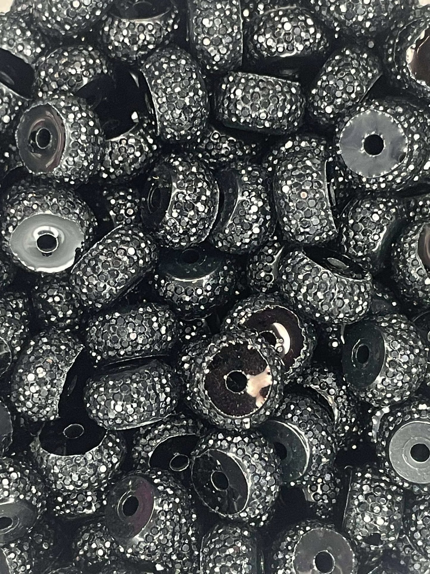 12MM RESIN RHINESTONE SPACER ONYX 48 (1ct)
