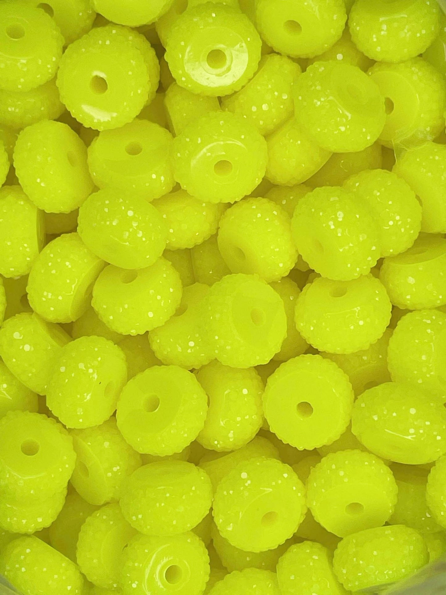 12MM RESIN RHINESTONE SPACER FLUORESCENT YELLOW 47 (1ct)