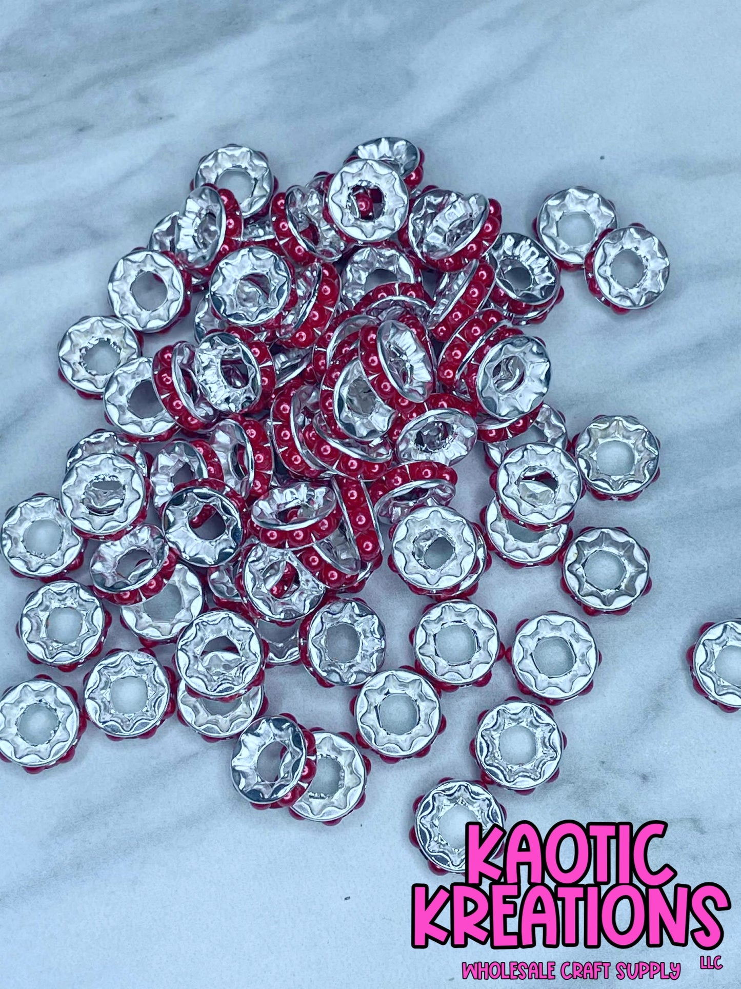 12MM LARGE HOLE PEARL SPACER RED B36 (1ct)