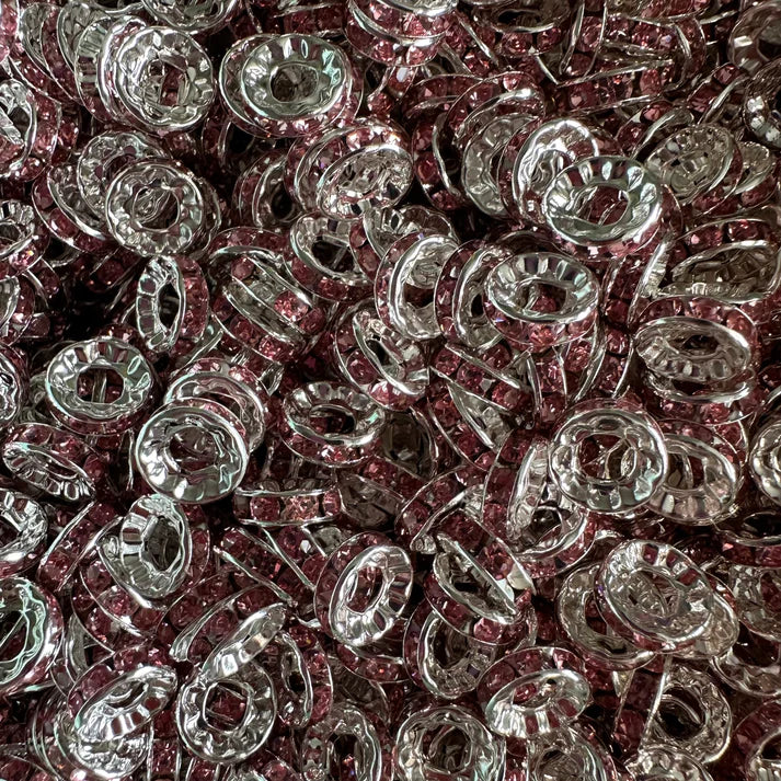 10MM LARGE HOLE RHINESTONE SPACERS (10ct)