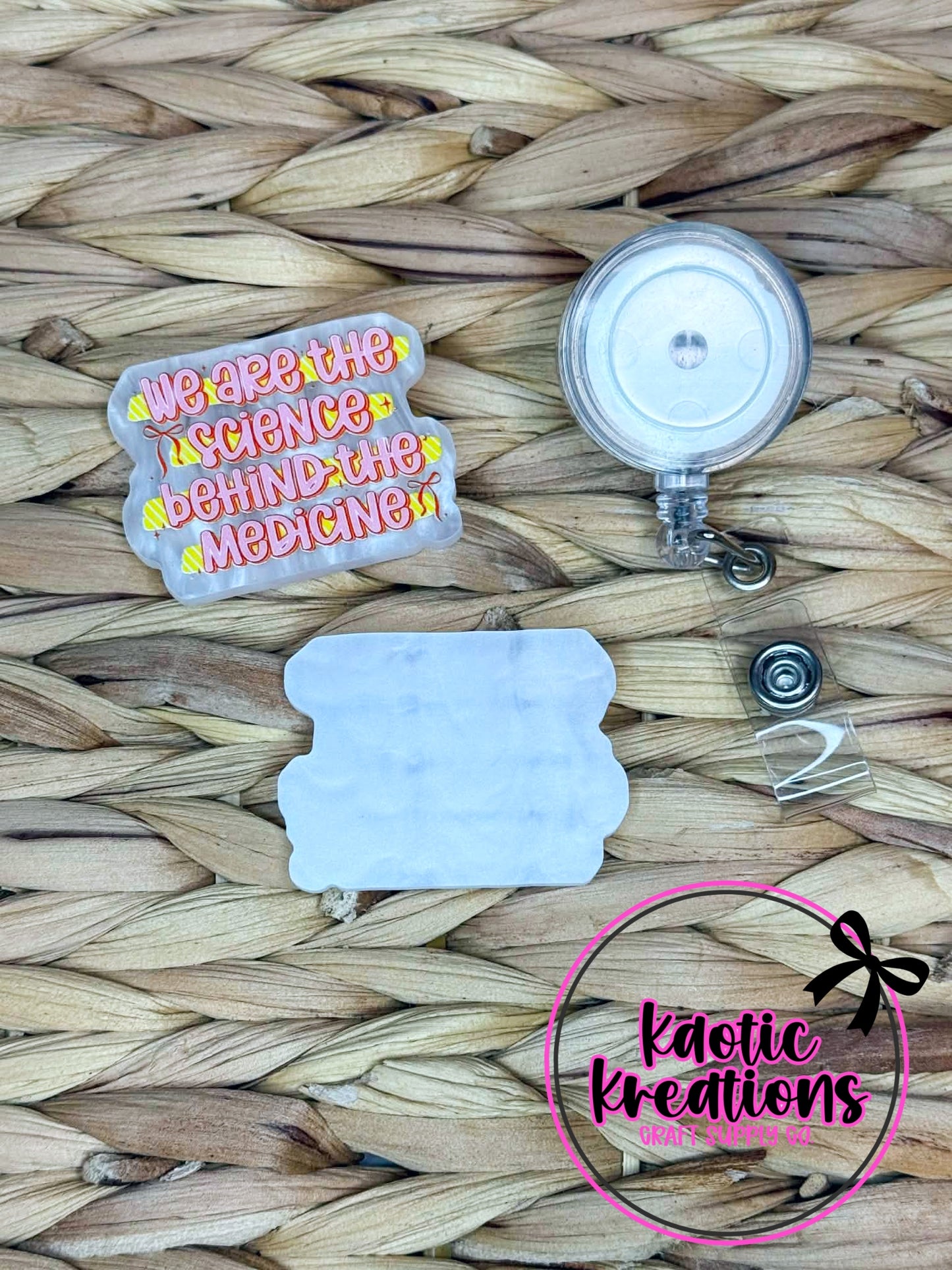 *CUSTOM* FLATBACK ACRYLIC 47mm X 37mm SCIENCE BEHIND THE MEDICINE F101 (1ct)