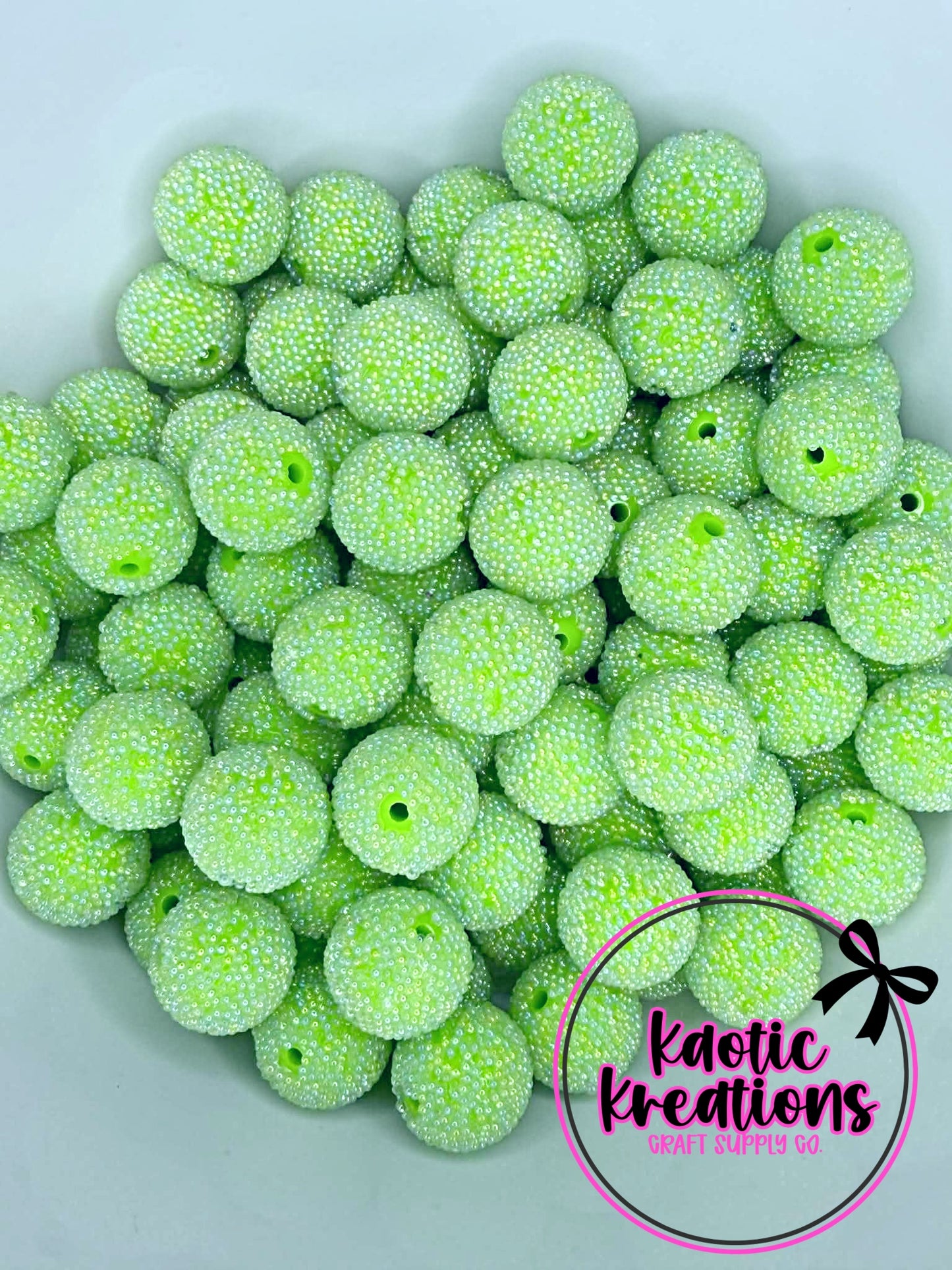 20MM MICRO DOT ACRYLIC BEAD LIME GREEN M2 (1ct)