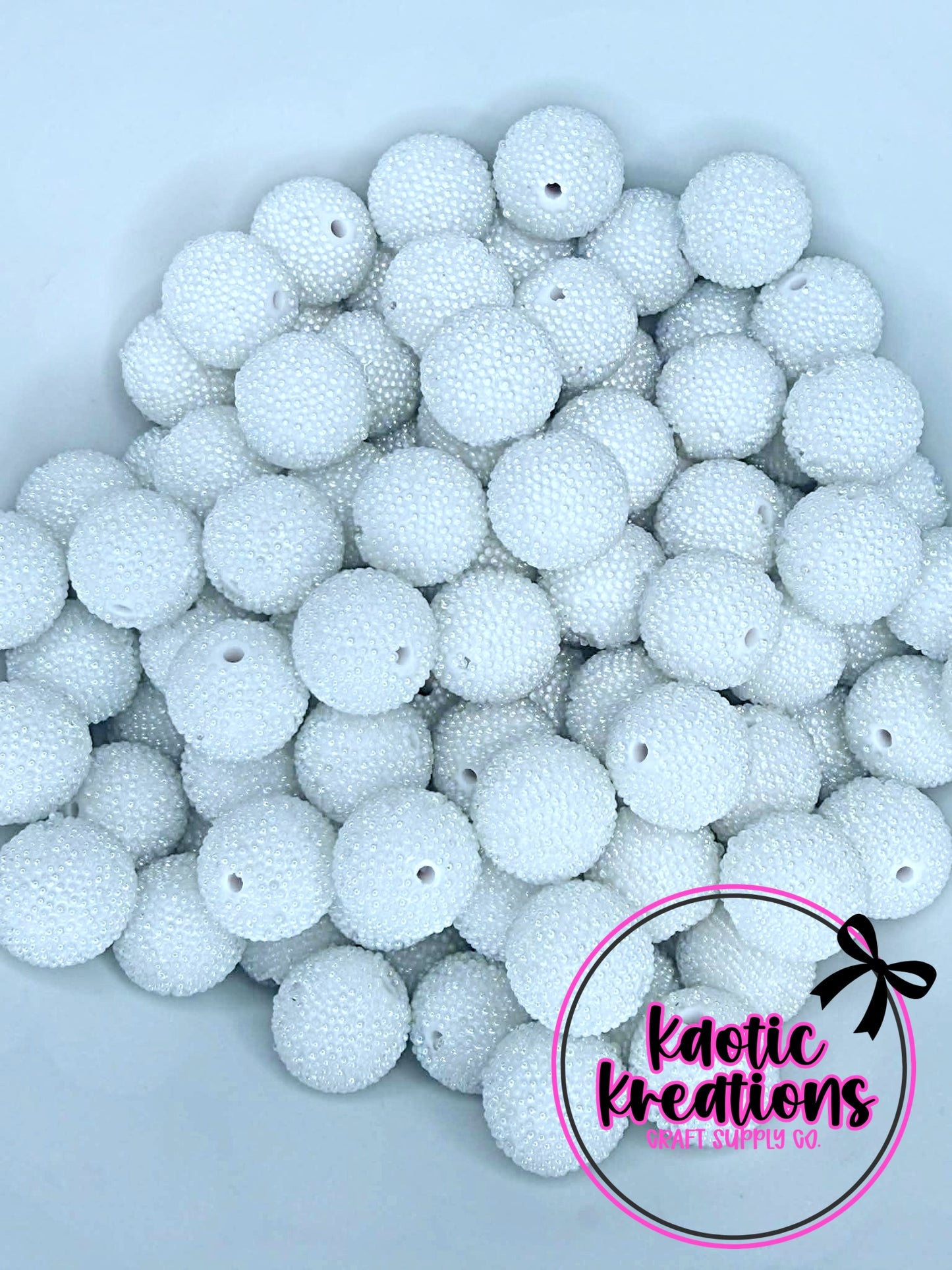 20MM MICRO DOT ACRYLIC BEAD WHITE M6 (1ct)