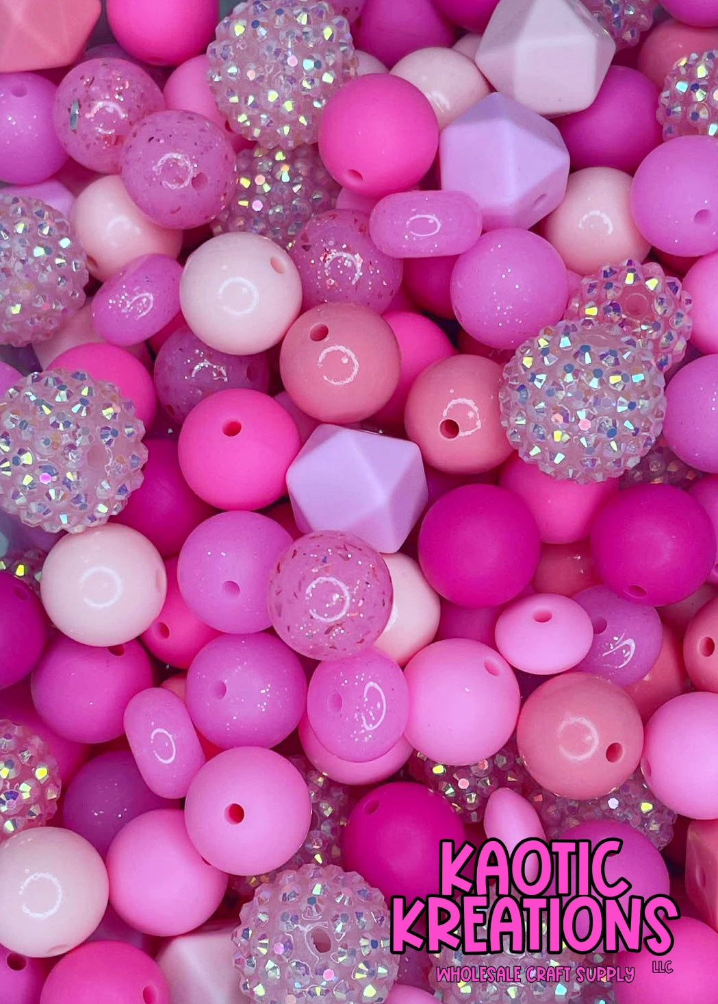 PINK TEMPTATION ACRYLIC SILICONE BEAD MIX #14 (50ct)