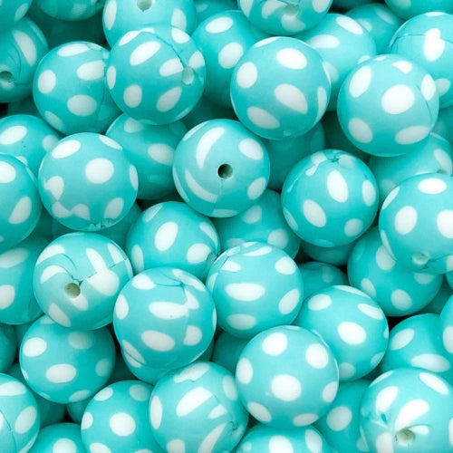 P54 POLKA DOT TURQUOISE 15MM PRINT (1ct)