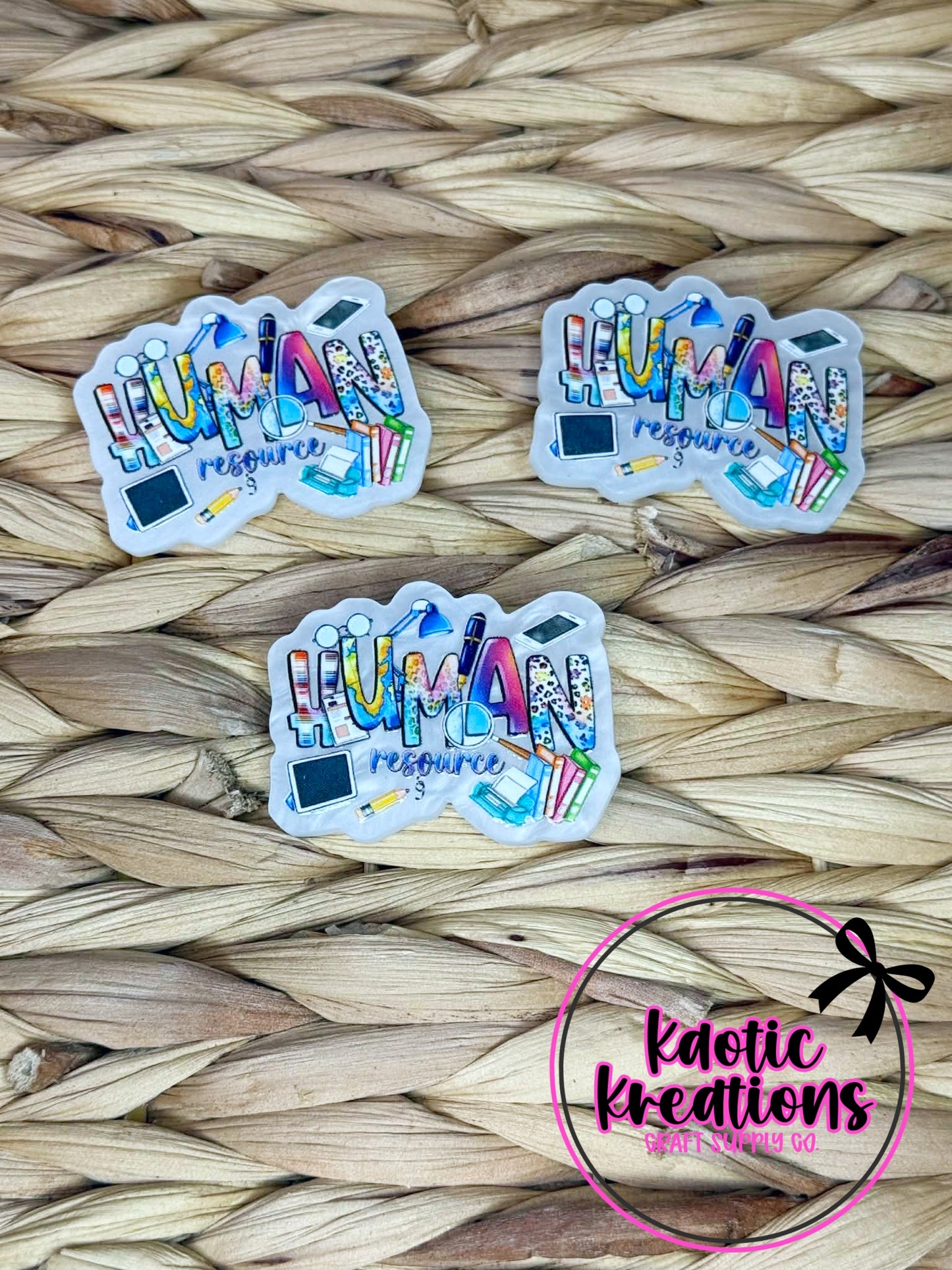 *CUSTOM* FLATBACK ACRYLIC 42mm X 31mm HUMAN RESOURCE F692 (1ct)