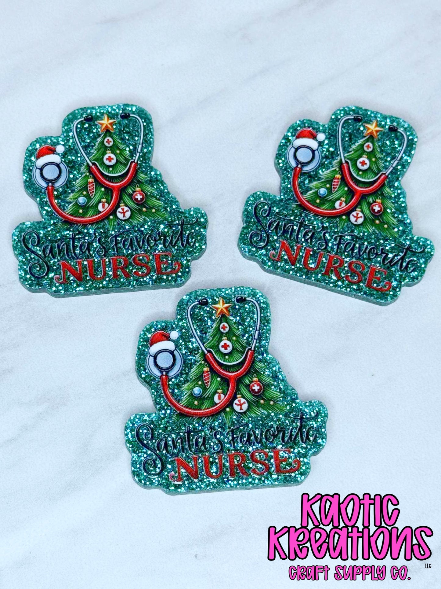 FLATBACK ACRYLIC SANTA'S FAVORITE NURSE F446 (1ct)