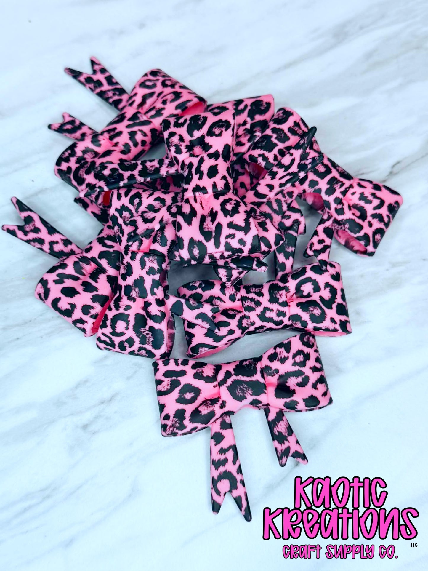 BEADABLE JUMBO SILICONE BOW LIGHT PINK LEOPARD (1ct)